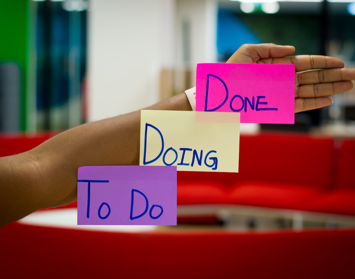 Done / Doing / To Do sticky notes
