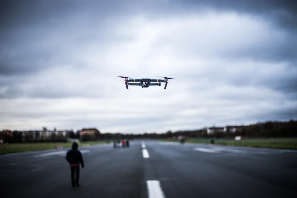 Flying and capturing aerial footage during a drone photography session