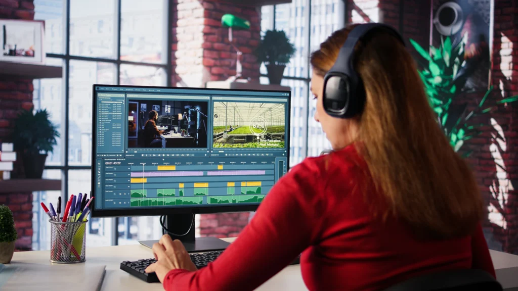 Editing and color correction during video post production