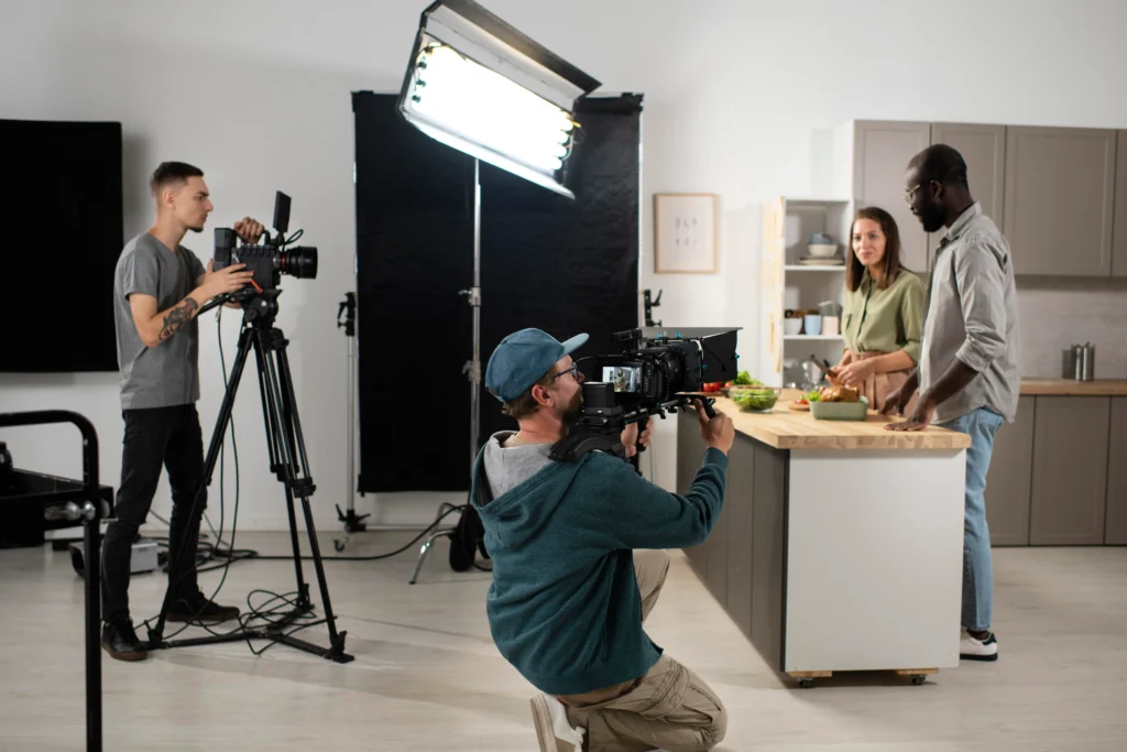 Magnero in-house video production team on set