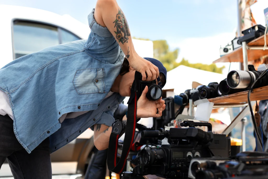 Filming on set during video production
